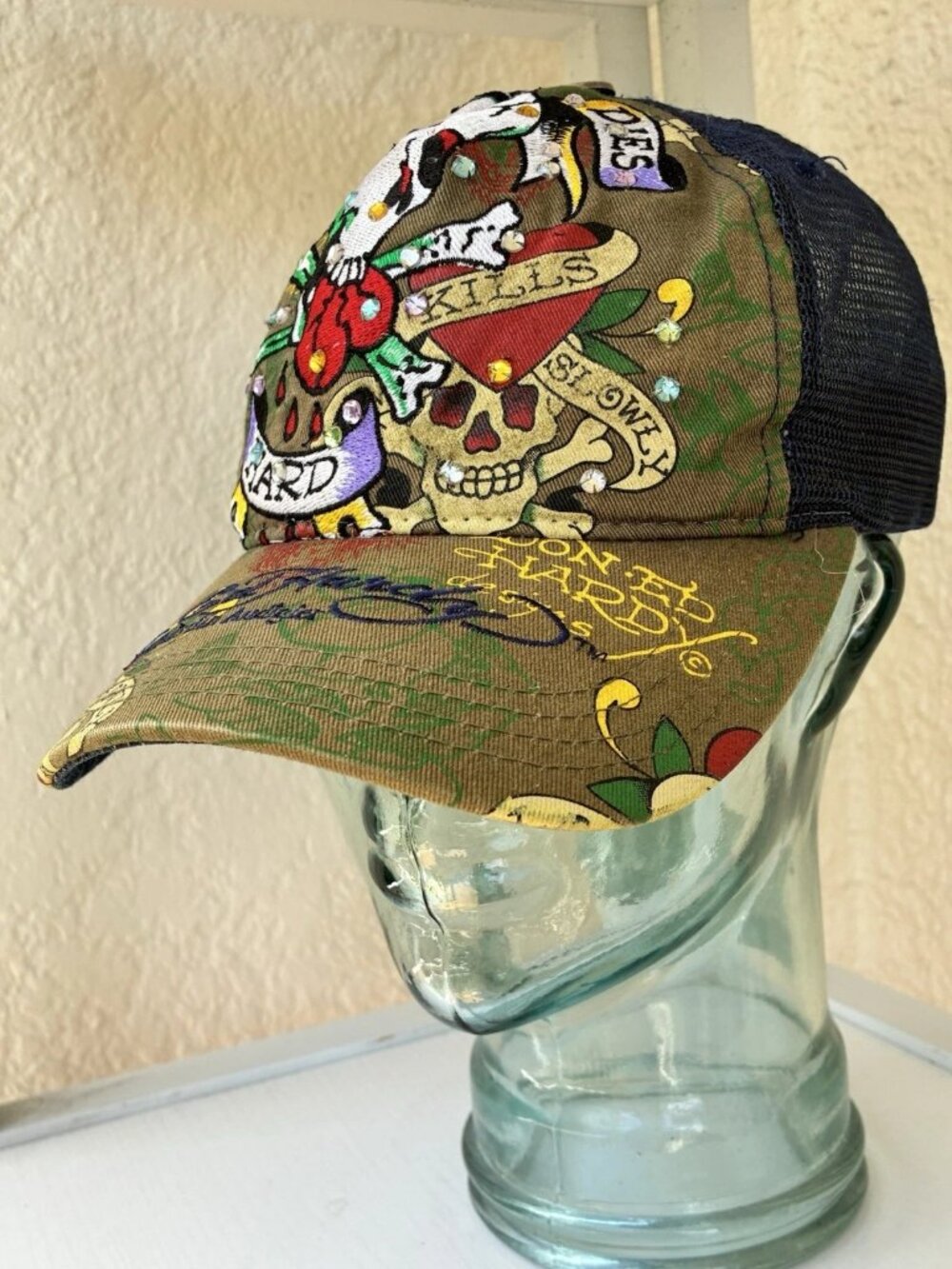 Ed Hardy Vintage Christian Audigier Love Kills Slowly Rhinestone One Size